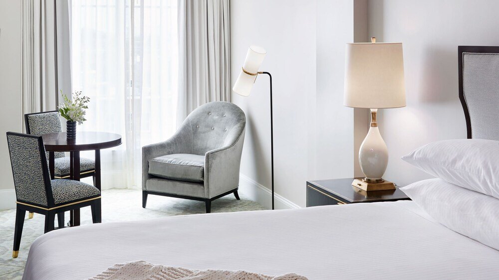 Bedroom detail at The Spectator Hotel in Charleston